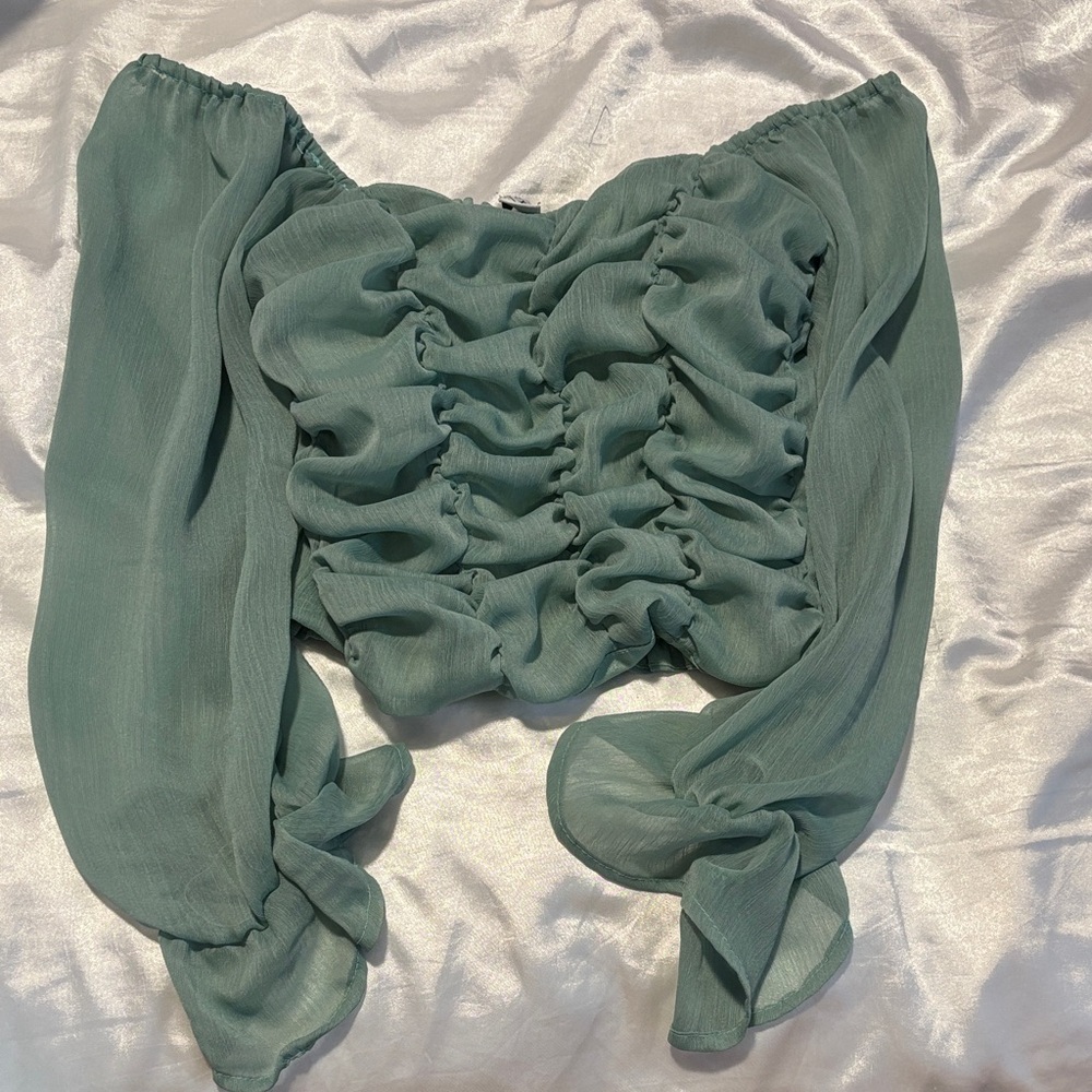 HYFVE Sage Green Ruched Blouse